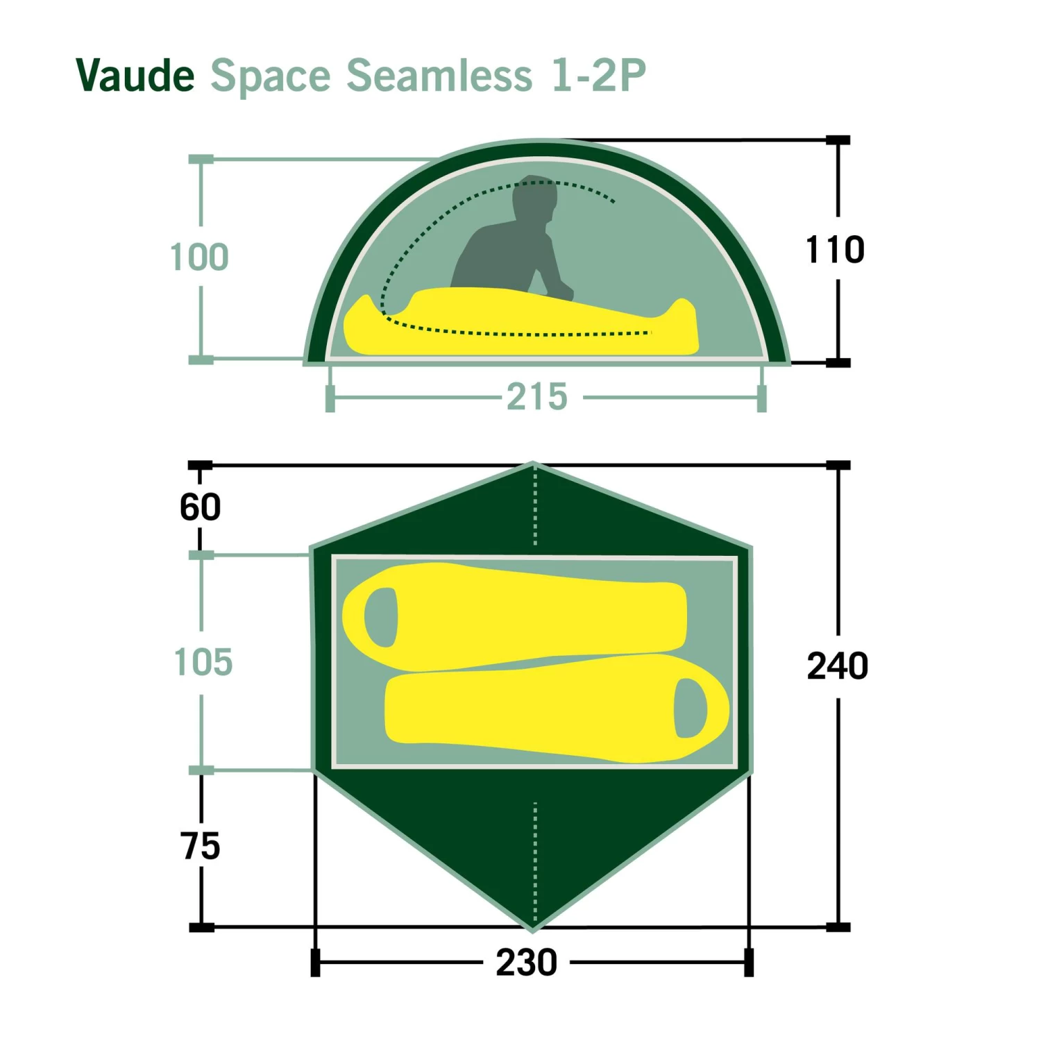 VAUDE SPACE SEAMLESS 1-2P - Kuppelzelt – Bild 2